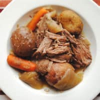 Permalink to: Tender Beer Soaked Crock Pot Roast roast beef close up