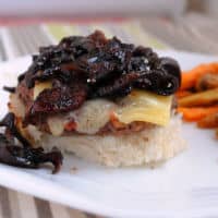 Permalink to: Burger with Bacon Onion Balsamic Jam Burger with balsamic jam open face