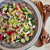 Permalink to: Gather Round the Grill: Greek Pasta Salad with Crab and Feta pasta-salad-thumb