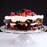 Permalink to: Gluten Free Coconut Cake with Fresh Berries, Ganache, and Whipped Cream for #SundaySupper ganache cake thumb
