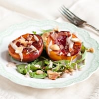 Permalink to: Broiled Nectarines with Cashews, Bacon, Arugula, and Balsamic Cream nectarine thumb
