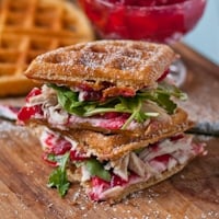 Permalink to: Waffled Cranberry Cream Cheese Turkey Sandwiches #SundaySupper waffle cranberry sandwich thumb