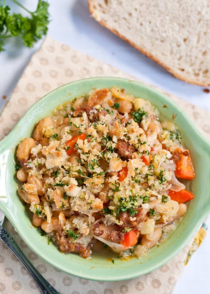 Simple Cassoulet with Garlic Breadcrumb Topping | Neighborfoodblog.com