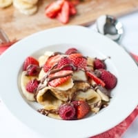 Permalink to: Ice Cream Stuffed Crepes with Nutella and Fresh Berries #SundaySupper crepe thumb