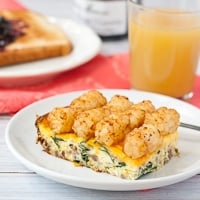 Permalink to: Cheesy Sausage, Spinach, and Tater Tot Breakfast Casserole sausage-breakfast-tater-tot-casserole-thumb-2